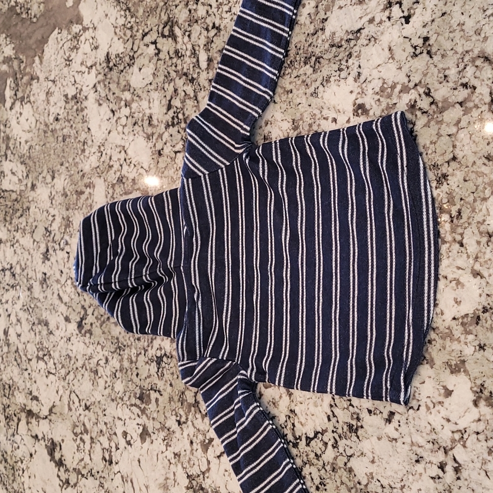 NWT JANIE AND JACK BOYS hooded shirt. Size 18to 24M navy blue and white - Picture 5 of 5
